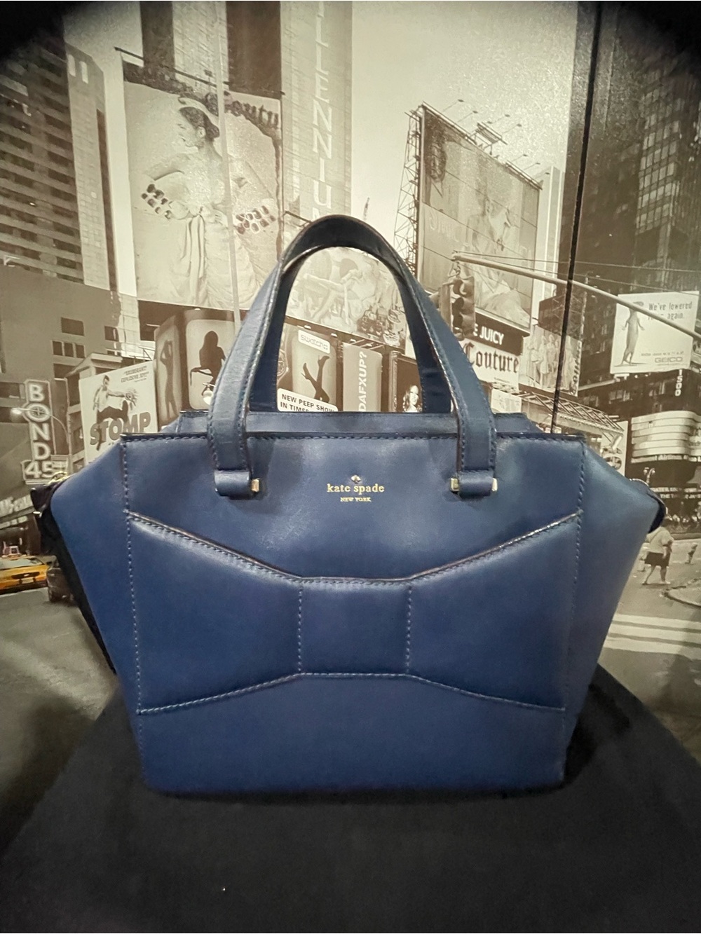 Kate Spade TOTE NY 2 Park Avenue Beau Bow Bag NAVY BLUE HANDBAG Leather CUTE!
